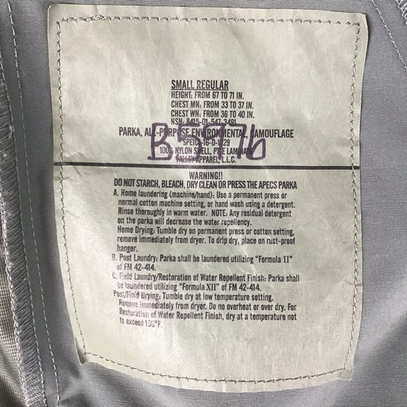 US Army All Purpose Environmental Camouflage Parka Mens Small Hooded Insulated - Picture 6 of 10